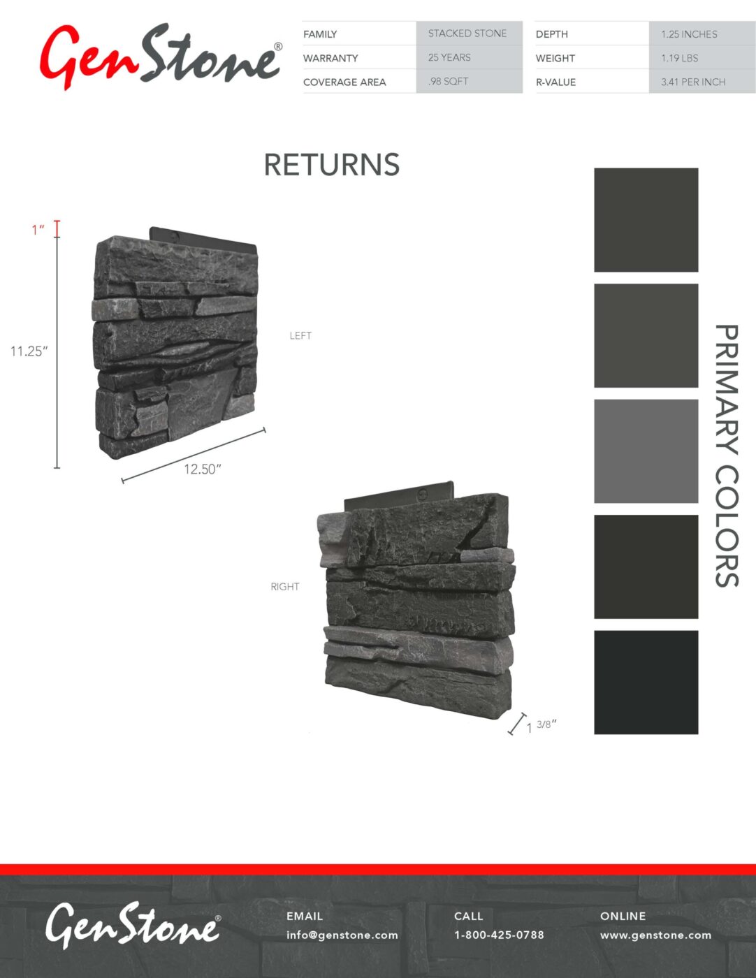 Iron Ore 12″ Corner Panel Right