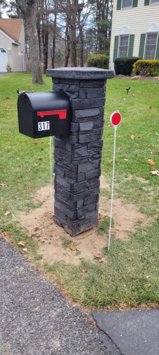 James’ Stone Veneer Mailbox Pillar