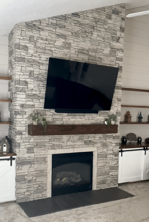 Brent’s DIY Stacked Stone Fireplace Surround